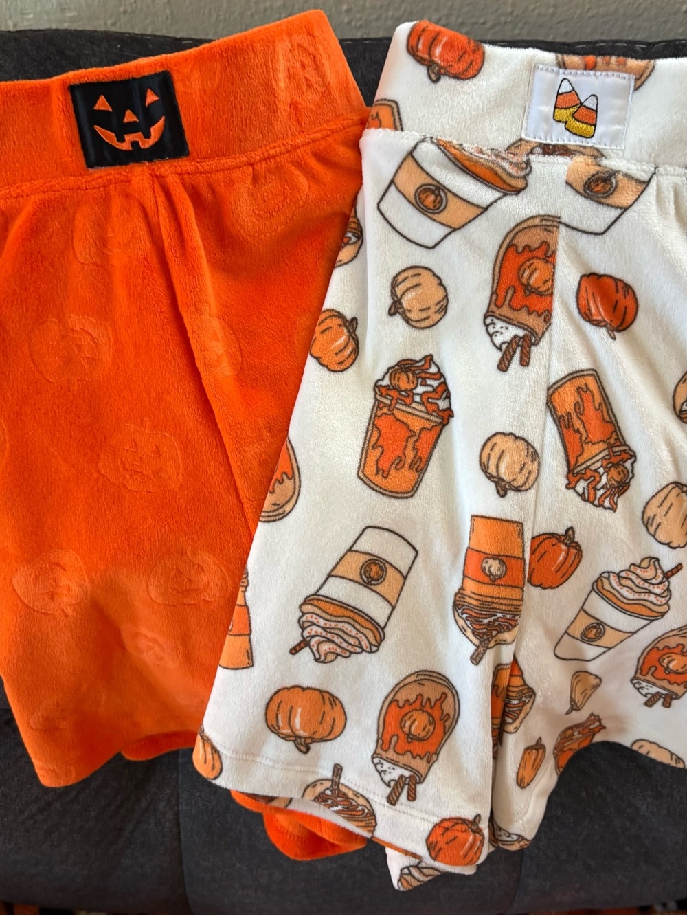 Celebrate It Orange & White Halloween Pumpkin Print Women Sleep Shorts